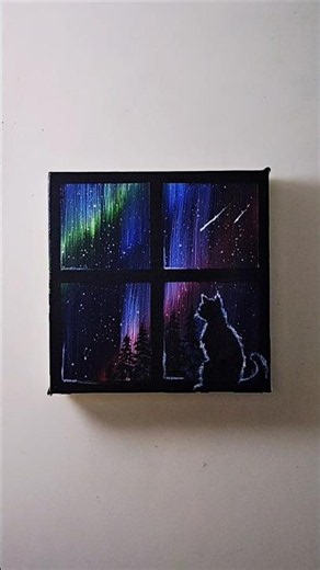 "Easy Northern Lights Drawing"🌌😻 #shorts #painting #art #tutorial