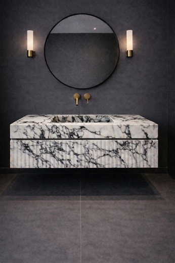 Natural Marble Floating Vanity Sink, Wall Mounted Stone Bathroom Vanity - Etsy