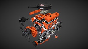 Disassembled V8 Small Block engine - Buy Royalty Free 3D model by Veaceslav Condraciuc (@FLED)