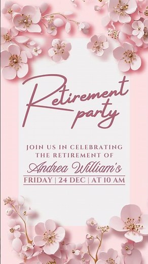 Pink Cherry Blossom Retirement Invitation | Elegant Animated Canva Video