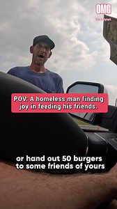 He has nothing, yet he’s giving everything. Free burgers. Full hearts. | OMG