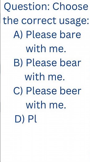 Homophones MCQ | Bear vs Bare Explained #english