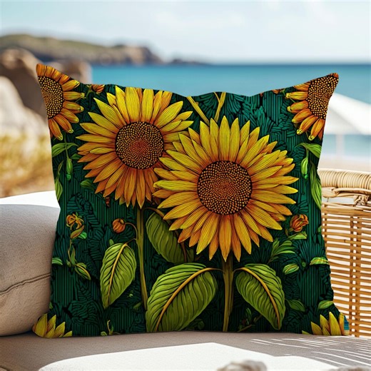 Sunflower Outdoor Pillow | UV Ray and Water-resistant - Etsy