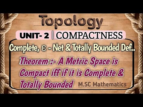 X is Compact iff X is complete and totally bounded | Totally bounded |Topology