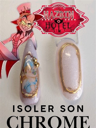 Tuto chrome 🌟 beaucoup me l'avais demandé donc c'est fait 👍 rdv ce soir en live sur Tik tok pour le restock de la pose pikachu de 22 H à 0H #nailarttutorial #nailart #lucifer #hazbinhotelseason2 #alastorhazbinhotel