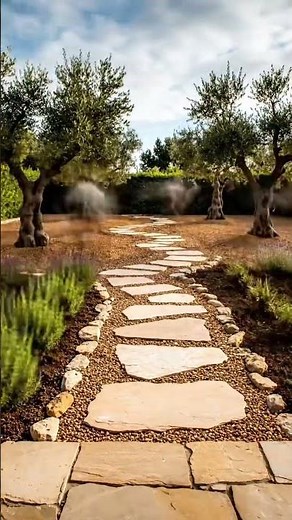 New Mediterranean garden being installed. Would you like olive trees in your yard? #garden #home
