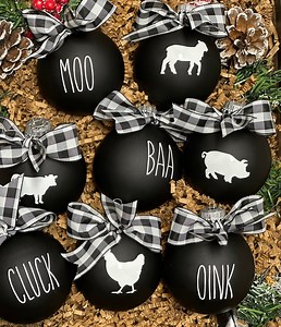 Rustic Farmhouse Christmas Ornaments, Farm Animal Ornaments, Rae Dunn Inspired - Etsy
