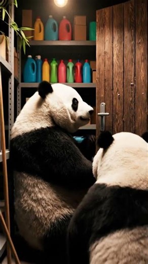 Two Pandas Get Stuck in a Supply Closet and Communicate by Knocking| Funny AI Animation |Nebula Shot