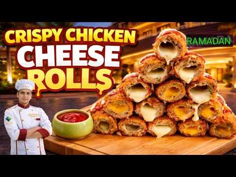 arabic crispy chicken cheese roll /chicken cheese roll /ramadan recipe /