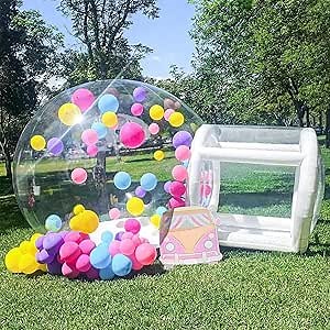 10FT Inflatable Bubble House for kids,Commercial PVC Bubble Dome Tent with Tunnel,Transparent Bubble House with 750W Blower and Air Pump for Birthday Party,Wedding,Gender Reveal and Other Event (10FT)