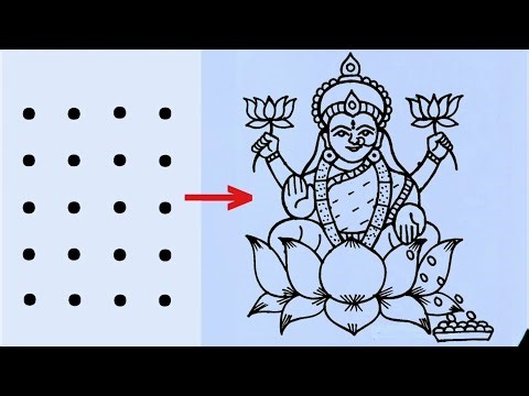 Maa Lakshmi drawing from 4×5 dots easy // How to draw a Goddess Lakshmi Easy // Diwali drawing easy