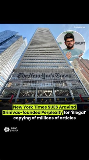 Rising Startup on Instagram: "The New York Times sued an embattled artificial intelligence startup on Friday, accusing the firm of illegally copying millions of articles. The newspaper alleged Perplexity AI had distributed and displayed journalists’ work without permission en masse. The Times said that Perplexity AI was also violating its trademarks under the Lanham Act, claiming the startup’s generative AI products create fabricated content, or “hallucinations”, and falsely attribute them to th