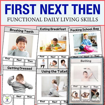 First Next Then Board with Visuals | Functional Daily Living Skills and Schedule
