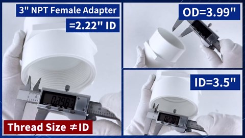 Boltigen 5Pcs White PVC Pipe Fittings, 1-1/2inch NPT Female Thread Pipe Fitting Adapter Connector, PVC Female Threaded Pipe Coupling, Socket x NPT Female, Sch40