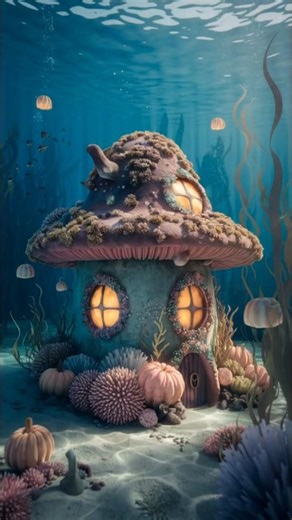 🌊 Underwater Fairy Cottage — Enchanted Exterior, Cozy Subsea Bedroom & Luminous Seabed Garden