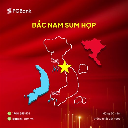 🇻🇳 Minigame Mừng Đại Lễ 30/4 – 1/5: “Bắc Nam sum họp” 🇻🇳 🌟Hòa cùng không khí tự hào kỷ niệm 50 năm thống nhất đất nước, PGBank kính mời Quý khách hàng tham gia minigame siêu đơn giản – siêu hấp dẫn! ❤️Cách thức tham gia: 📯Bước 1: Like fanpage PGBank 📯Bước 2: Like và Share bài post này ở chế độ Công khai 📯Bước 3: Chụp màn hình khoảnh khắc hai miền Bắc – Nam thống nhất trong gif của bài viết 📯Bước 4: Comment dưới post: • Ảnh chụp màn hình • 1 con số may mắn (từ 00 đến 99) • 1 caption ngắn