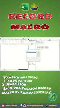 Excel VBA Record Macro | VBA TAGALOG