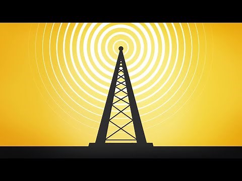 Cartoon Radio Tower Animation Stock Motion Graphics