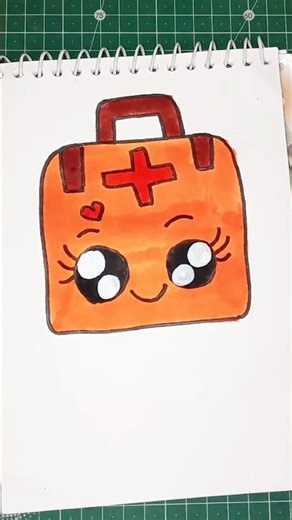 cute easy first aid Box ⛑️ cartoon drawing. #shorts