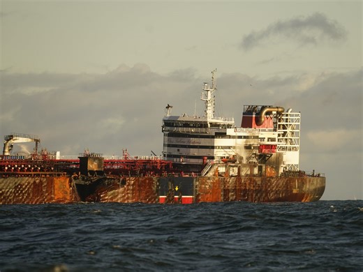 Footage captures moment ships collide in North Sea causing huge explosion