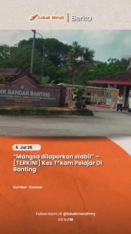 Seorang pelajar dari sebuah sekolah menengah di Banting mengalami kecederaan selepas dipercayai ditikam hari ini. Difahamkan, kejadian itu dikhabarkan berlaku ketika waktu sesi persekolahan dan ia kini sedang tular di media sosial. Bagaimanapun, mangsa dikatakan berada dalam keadaan stabil. Perkara itu disahkan oleh Ketua Polis Daerah Kuala Langat, Superintendan Mohd. Akmalrizal Radzi yang berkata siasatan lanjut kini sedang dijalankan. “Ya, saya sahkan kejadian itu. Mangsa berada dalam keadaan 