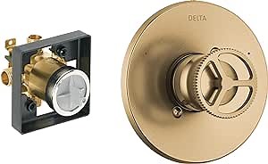Delta Faucet Trinsic Shower Valve Trim Kit for Gold Shower Systems and Gold Shower Faucets, Delta Shower Handle Replacement, Shower Faucet Handle, Champagne Bronze T14058-CZ (Valve Included)