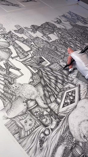 8 years since I began drawing with fineliner pens (and haven’t stopped since). If you’re considering placing an order on my website (link in bio!) for an original drawing or print, please consider doing so this week or next to receive in time for the holidays 🤍 I’d love to get your piece to you in time for Christmas. | Anna Wilson