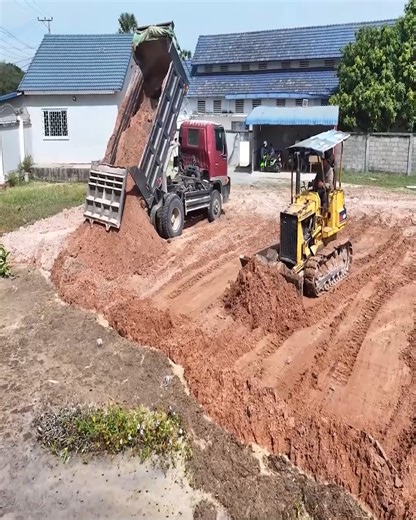 22K views · 383 reactions | Work in Progress! Komatsu D20P Mini Dozer Spreading Soil into the Pond Area | Excavator Bulldozer | Facebook