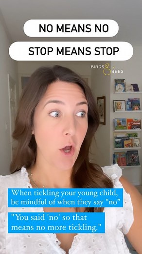 Birds & Bees | Online Course | Megan Michelson on Instagram: "At Birds & Bees we want parents to help protect their kids. Empowered parents empower kids, so listen up! We need to teach our kids that their voice matters. We need to teach our kids that their voice has power. 🗣 ✋🏼NO MEANS NO. STOP MEANS STOP. 🛑 These lessons can start at a very young age. Parents can start teaching body consent and boundaries with their toddlers in age appropriate ways. ✨When tickling your young child, be mindfu
