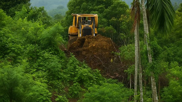 Amazing Engineering D6R XL Bulldozer Transforms Mountain Landscapes Into Palm Tree Terraces