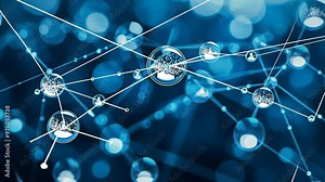 Exploring connections in molecular structures with blue lighting and dynamic visuals