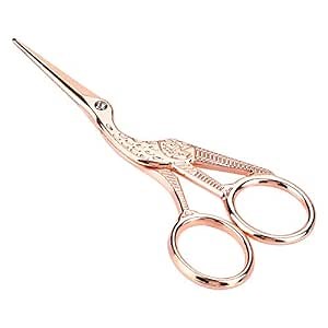 Scissors, Sewing Scissors, Fabric Scissors, with Red-crowned Crane Pattern Rose Gold Sewing for DIY Crafts