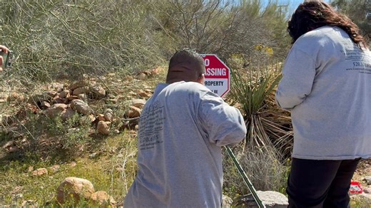 Day 24. No trespassing signs going up outside Nancy Guthrie's house right now. | Monica A Garcia