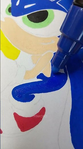 Drawing SONIC + Splatoon 3 =⁇🤣Fusion Effect Using Posca Markers! #Shorts