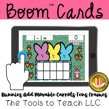 Boom™ Cards Spring Bunny Add 1 Movable Carrot Tens Frame Kindergarten to 1st