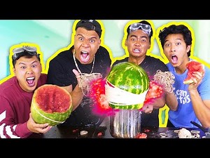 EXPLODING WATERMELONS CHALLENGE! (ft. @MoreWolfie @DavidParody @snackmarlin)