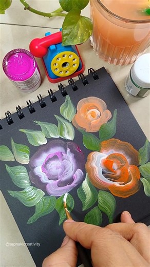 Easy Rose flower With acrylic colour #art#trending #drawing #love