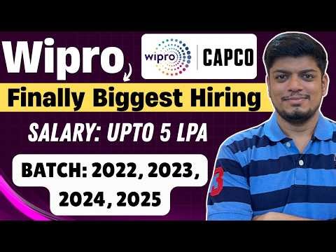 🔥Wipro Biggest Entry Level Hiring | Salary Upto 5 LPA |Off-Campus Drive 2025, 2024, 2023, 2022 BATCH