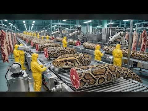 Inside Python's Exotic Factory – (Full Process) How Premium Python Meat Is Made