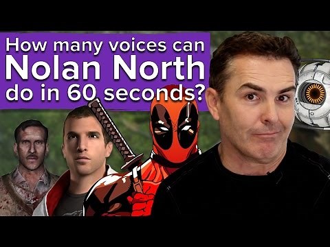 How many voices can Nolan North do in 60 seconds?