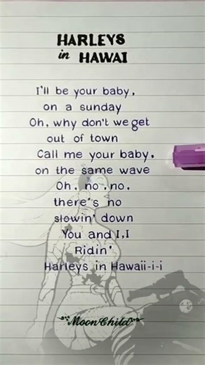 Katy Perry – Harleys in Hawaii | Handwritten Lyrics (Requested) #moonchild0369 #shortsfeed