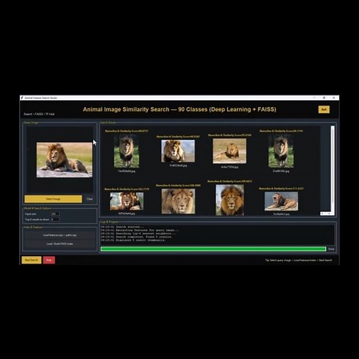 🦁Animal Image Similarity Search — 90 Classes (Deep Learning + FAISS)