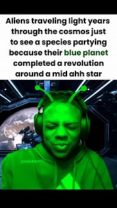 This goofy ahh meme shows how absurd humans might look from an alien perspective. Imagine traveling light-years across the cosmos only to find a species celebrating because their blue planet completed one full revolution around a star. Using the "Speed trying not to laugh" template, the joke highlights the contrast between massive cosmic scales and tiny human traditions like New Year celebrations. It’s a funny reminder of how strange our rituals would look to outsiders. Follow if you found this 