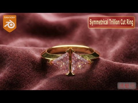 Jewelry Design In Blender Tutorial 329 Time-lapse：Symmetrical Trillion Cut Ring #Blender 5.0