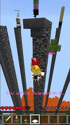 入れ替わる直前に蜘蛛の巣を置いて落ちると少しづつ敵が落ちる⚔️Cubecraftピラーズオフフォーチューン【統合版サーバー実況・小学生】#shorts #short #minecraft #マイクラ