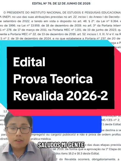 Edital Prova Teorica Revalida 2026-2 mesmo dia que o Enamed o Inep planeja usar a metodologia TRI (Teoria Resposta Item) @POSGRADOMED #revalidainep #2026 #medicoestrangeiro #tri #medicina