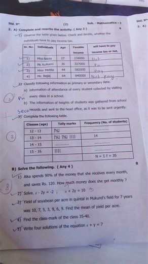 math 1 class 9th second semester exam PDHMA pepar