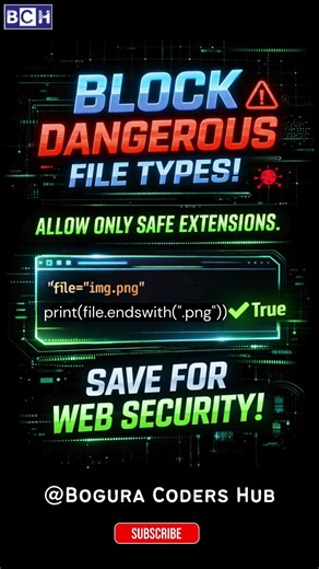 Stop Hackers with This File Upload Trick 🚫📂 | Web Security in 08s |Block Dangerous file type |Python