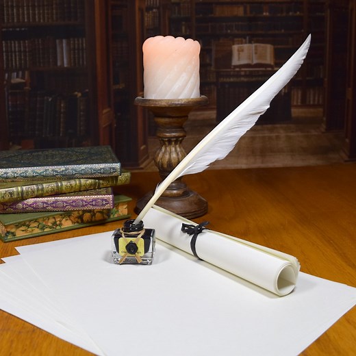 Renaissance Writing Set With Calligraphy Parchment Paper, Feather Quill, and Ink - Etsy