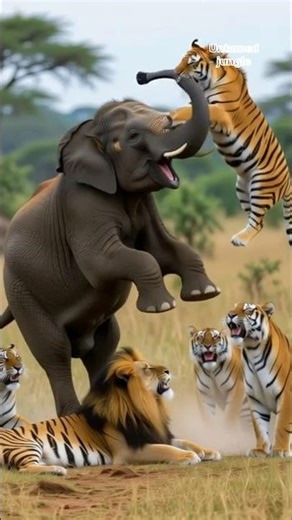 🐘Elephant vs Tiger 💥 | Angry Elephant Lifts Tiger in Air | Real Jungle Fight | Wildlife Battle Scene